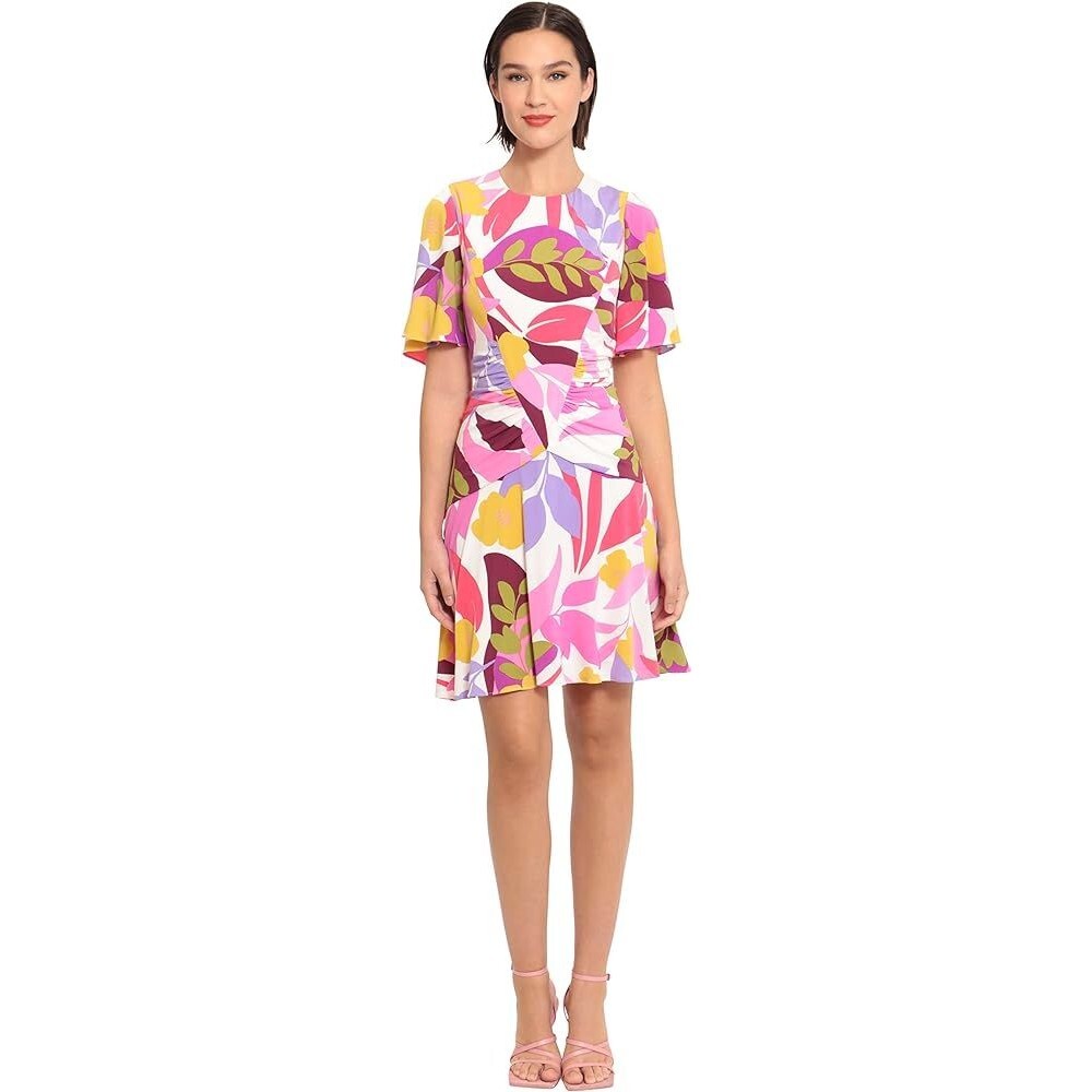 Donna Morgan Women's V-Front Bell Sleeve Mini Dress Size US 2 Multicolor NWT B8